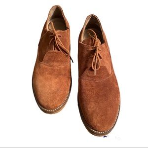 Like New Italeau Waterproof Cognac Suede Oxford Lace Up Loafers